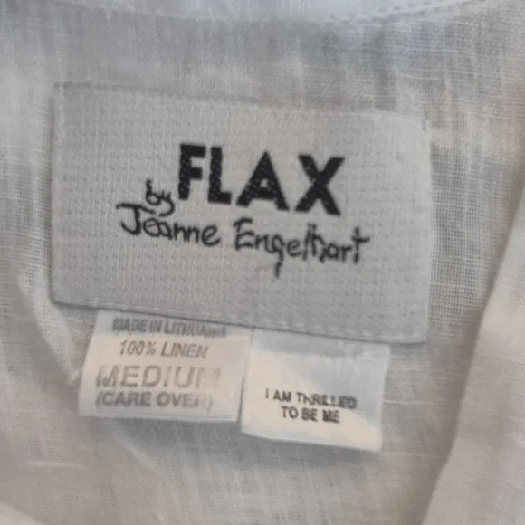 Flax By Jeanne Englehart White Sleeveless Button-Down Shirt 100% Linen - Picture 4 of 6